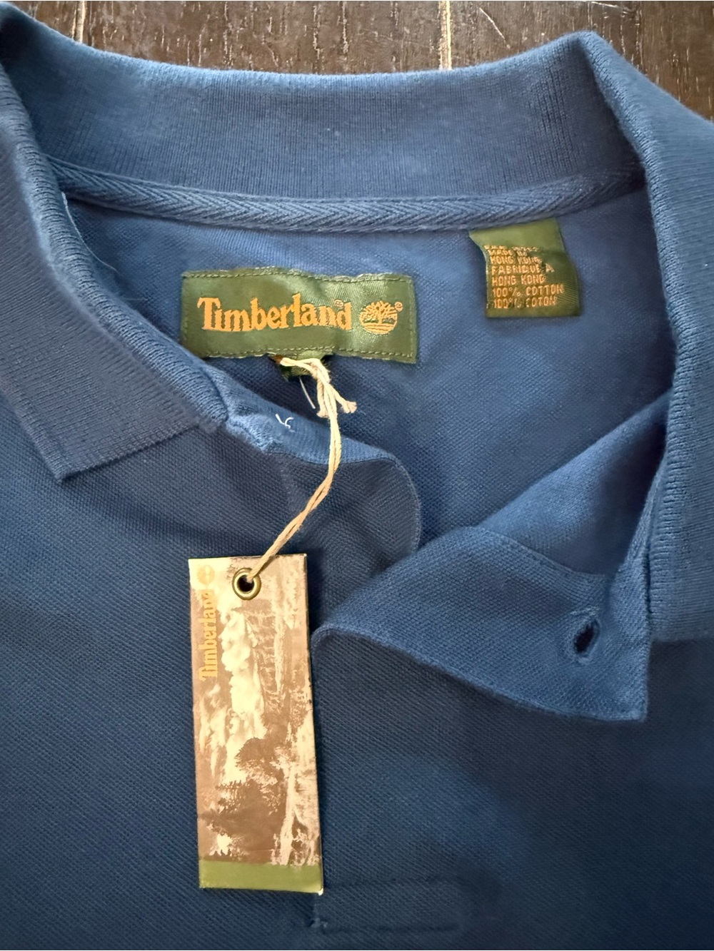 Vintage Timberland Men's Navy Blue Cotton Polo NWT